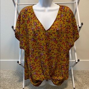 West Kei Gold and Purple Dolman Sleeve Blouse